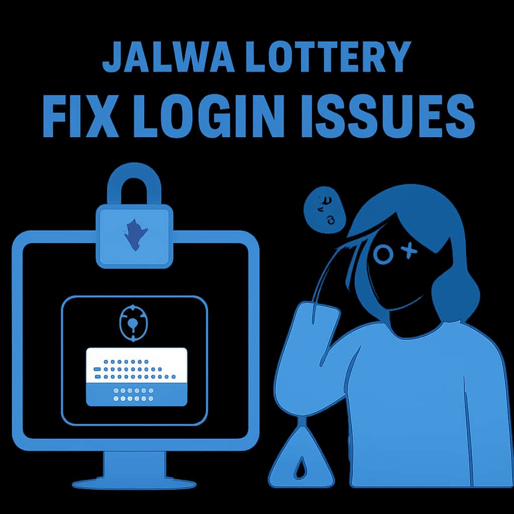 An educational diagram focused on troubleshooting Jalwa Lottery login challenges.
