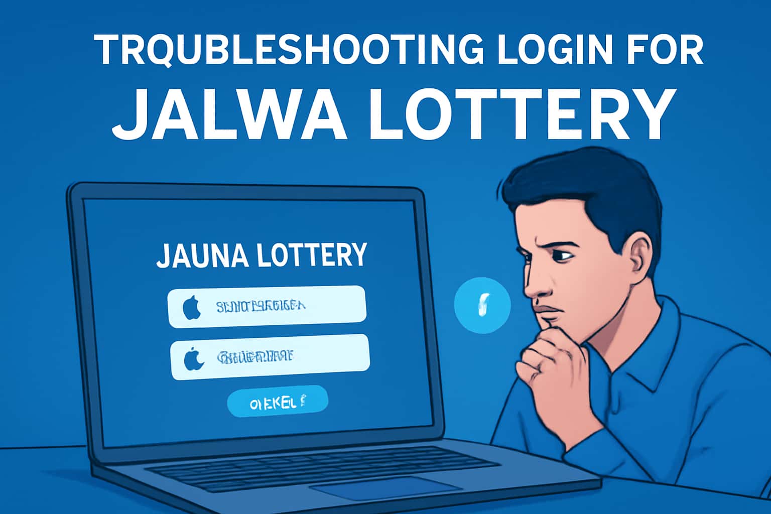 A professional scene illustrating troubleshooting login issues for Jalwa Lottery.