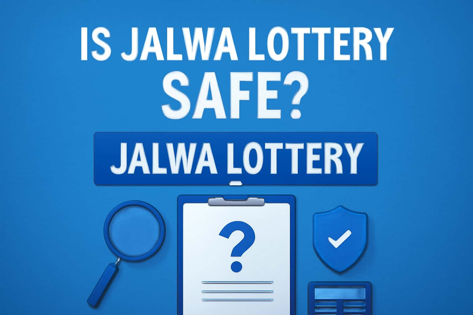 A neutral informational scene about Jalwa Lottery safety with a futuristic design.