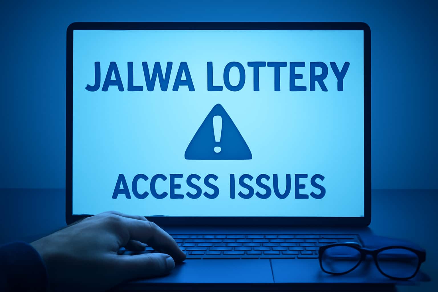 An informational scene about Jalwa Lottery Access Issues with text prominently displayed.