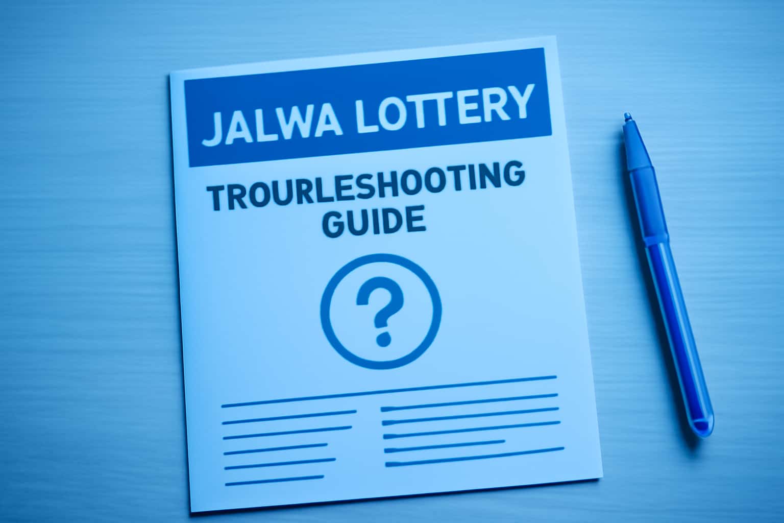 An informative scene illustrating the Jalwa Lottery Troubleshooting Guide.