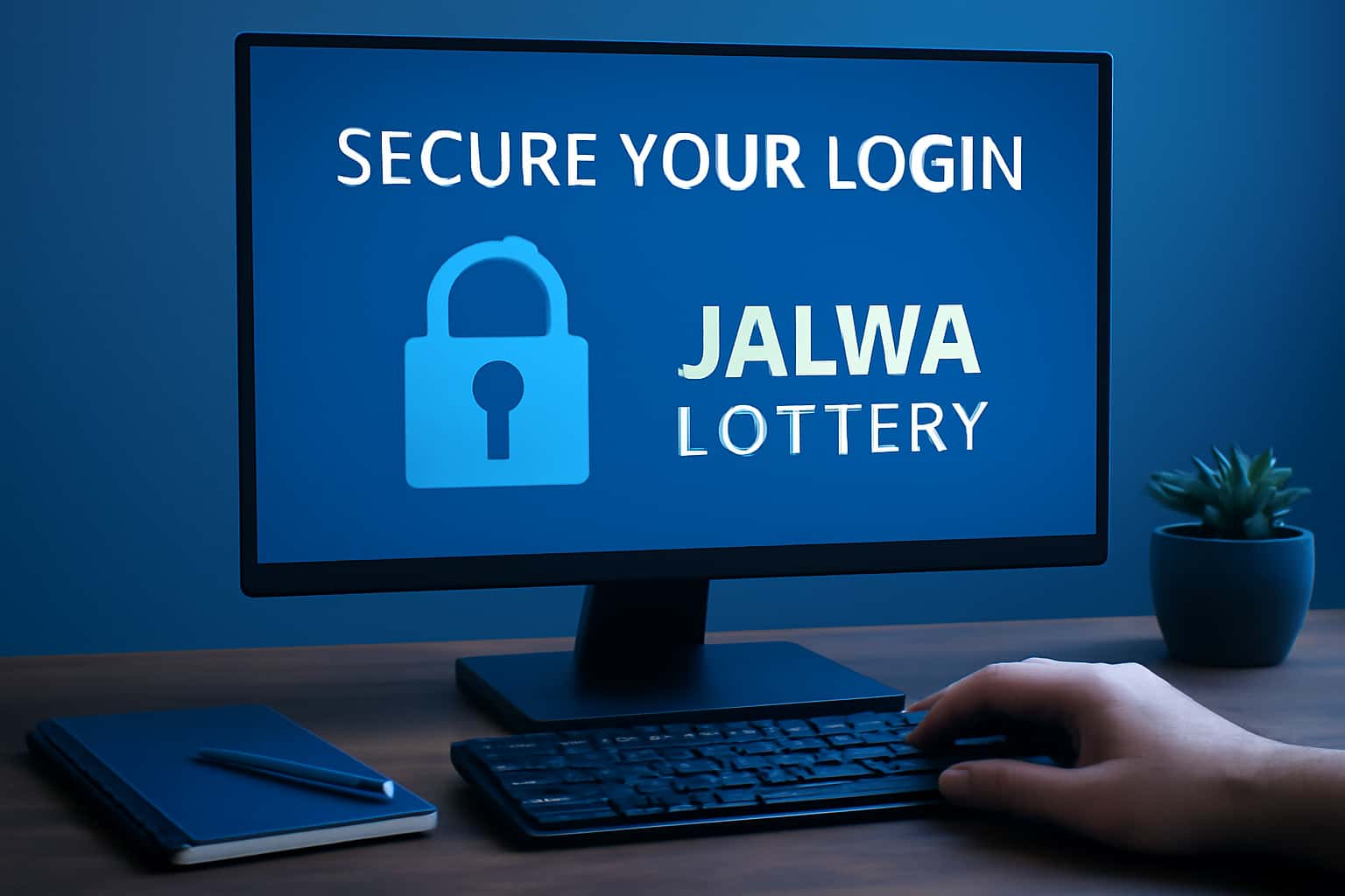 Illustration depicting secure login practices for the Jalwa Lottery.